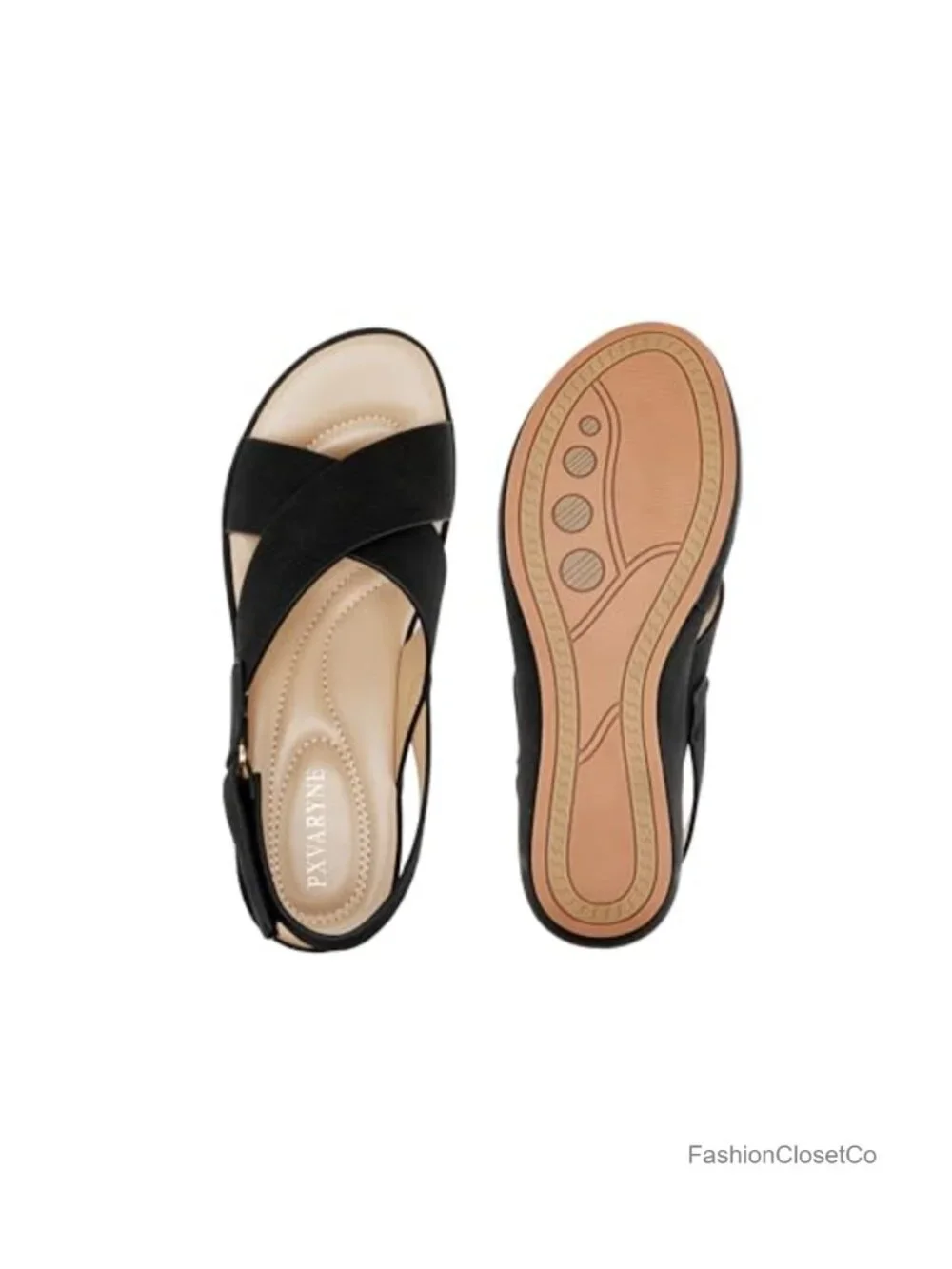 Women's Comfort Wedge Sandals, Adjustable Slingback Open Toe with Laser